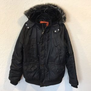 Men’s All-Son Brand Coat with Faux Fur Hood
